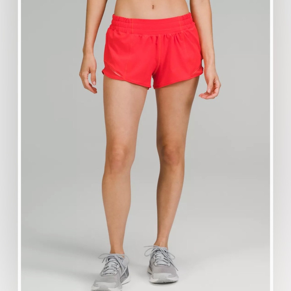Lululemon Hotty Hot Low Rise 4” Cherry Red Shorts 4